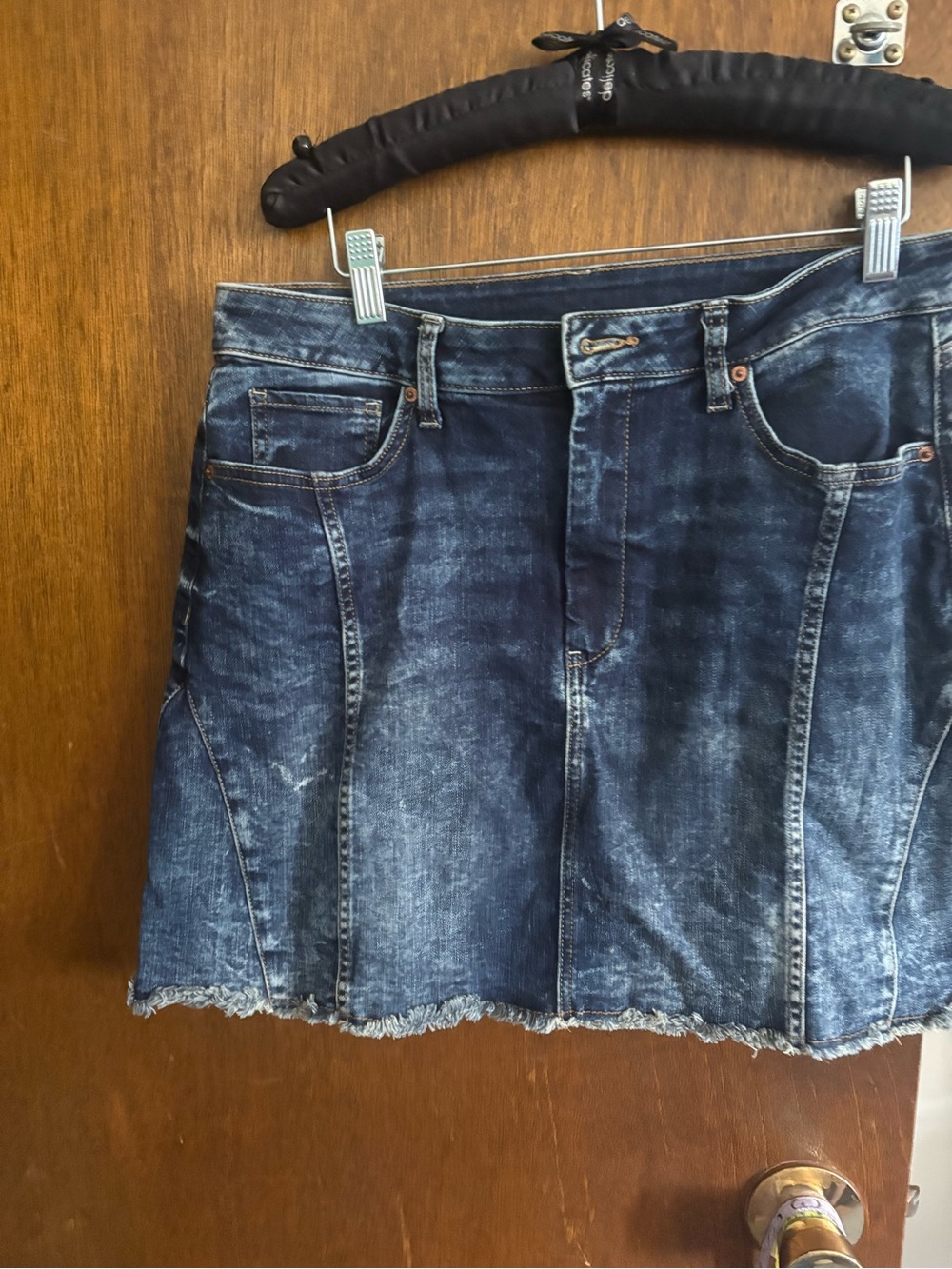 Arizona Jean Company Distressed Dark Blue Denim Mini Skirt